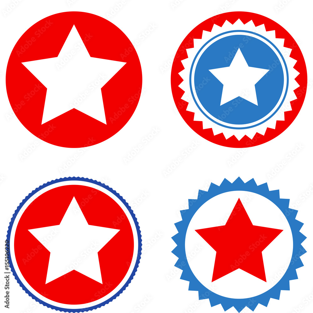 Star Seal Stamp flat vector icon collection. An isolated icons on a white background. Star Seal Stamp flat vector icon collection. An isolated icons on a white background.