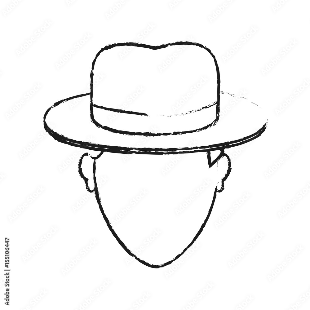 monochrome blurred silhouette with cartoon faceless man with hat and bow lace vector illustration monochrome blurred silhouette with cartoon faceless man with hat and bow lace vector illustration