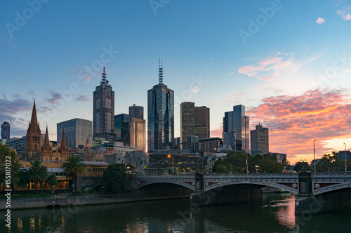 Melbourne cityscape at sunrise