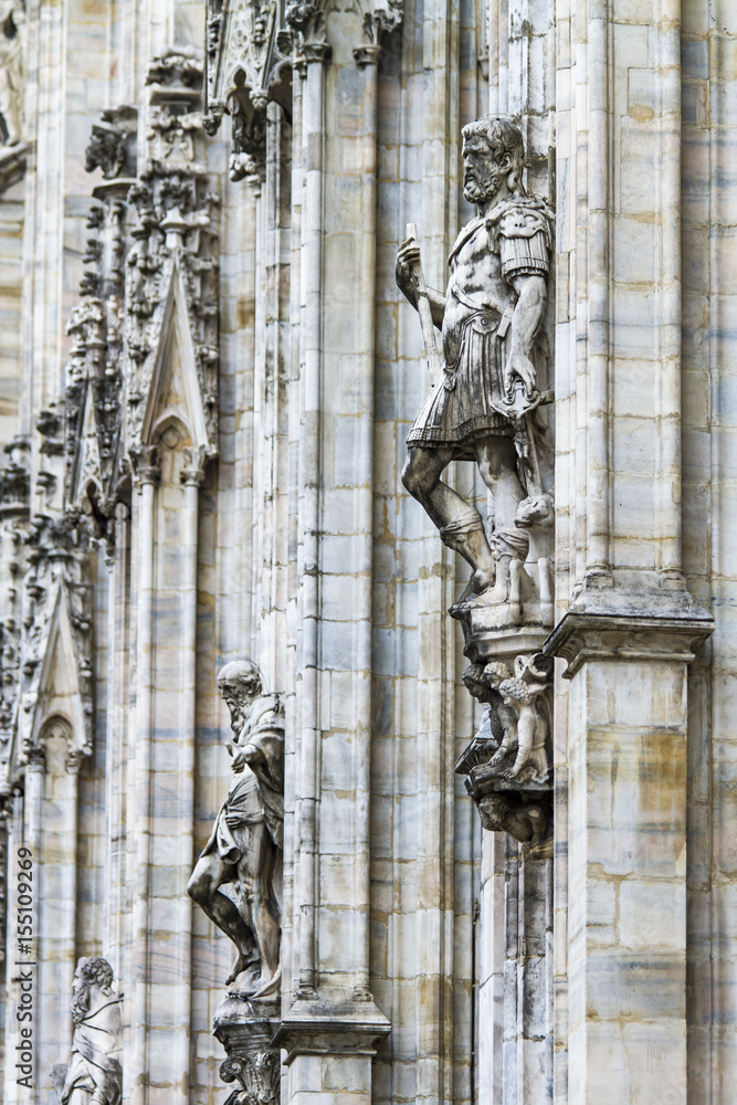 Detail on Milan Cathedral, Italy