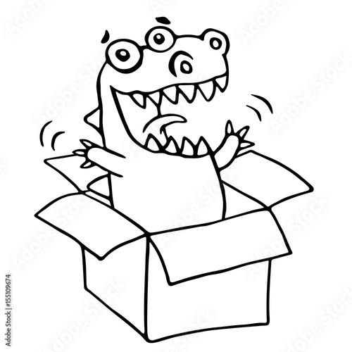 The dragon sitting in box. Vector illustration.