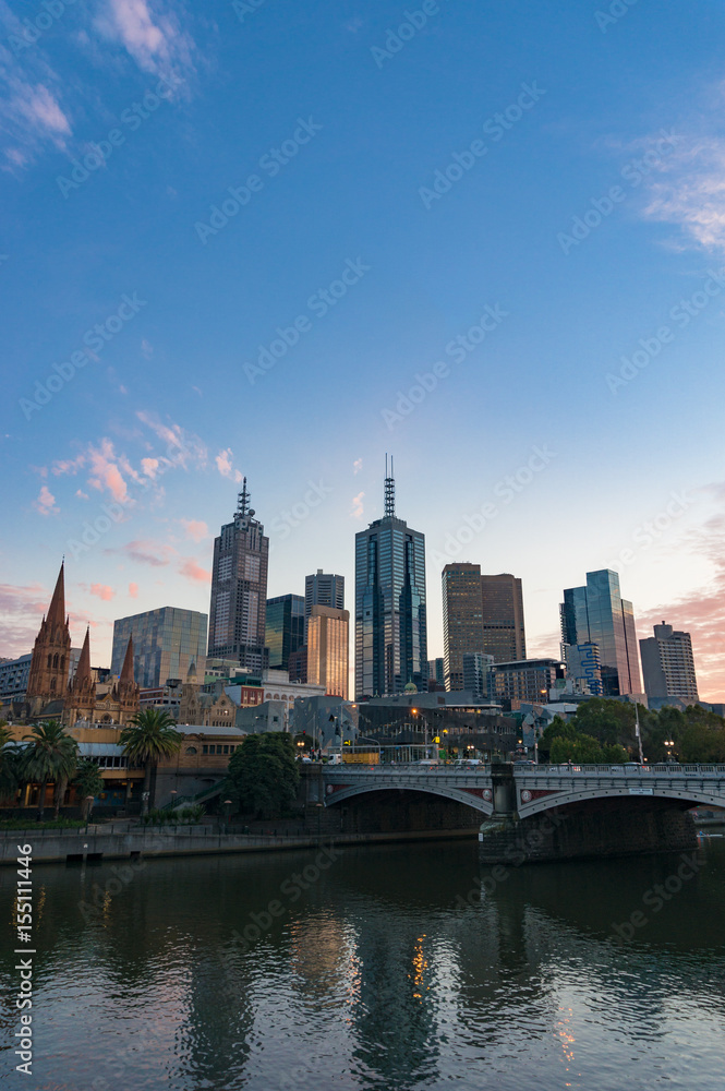 Melbourne downtown cityscape at dusk