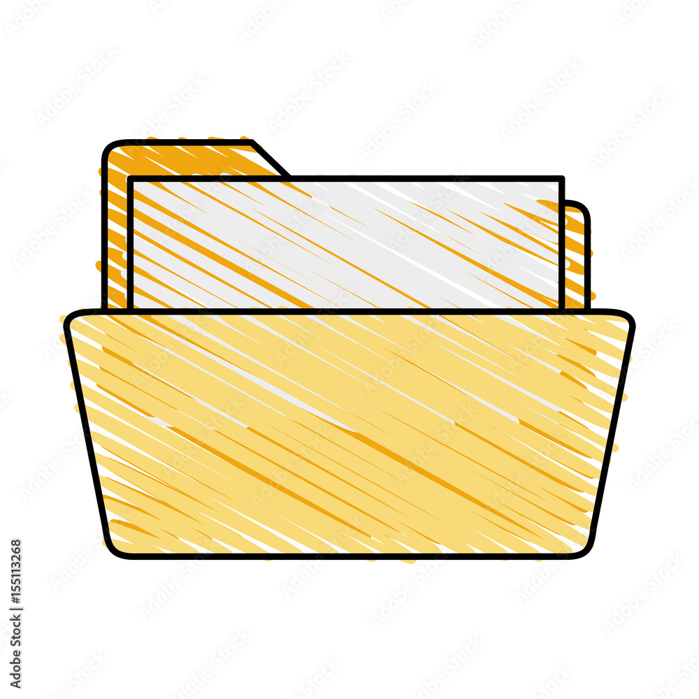 colorful crayon silhouette of opened folder with sheet vector illustration colorful crayon silhouette of opened folder with sheet vector illustration