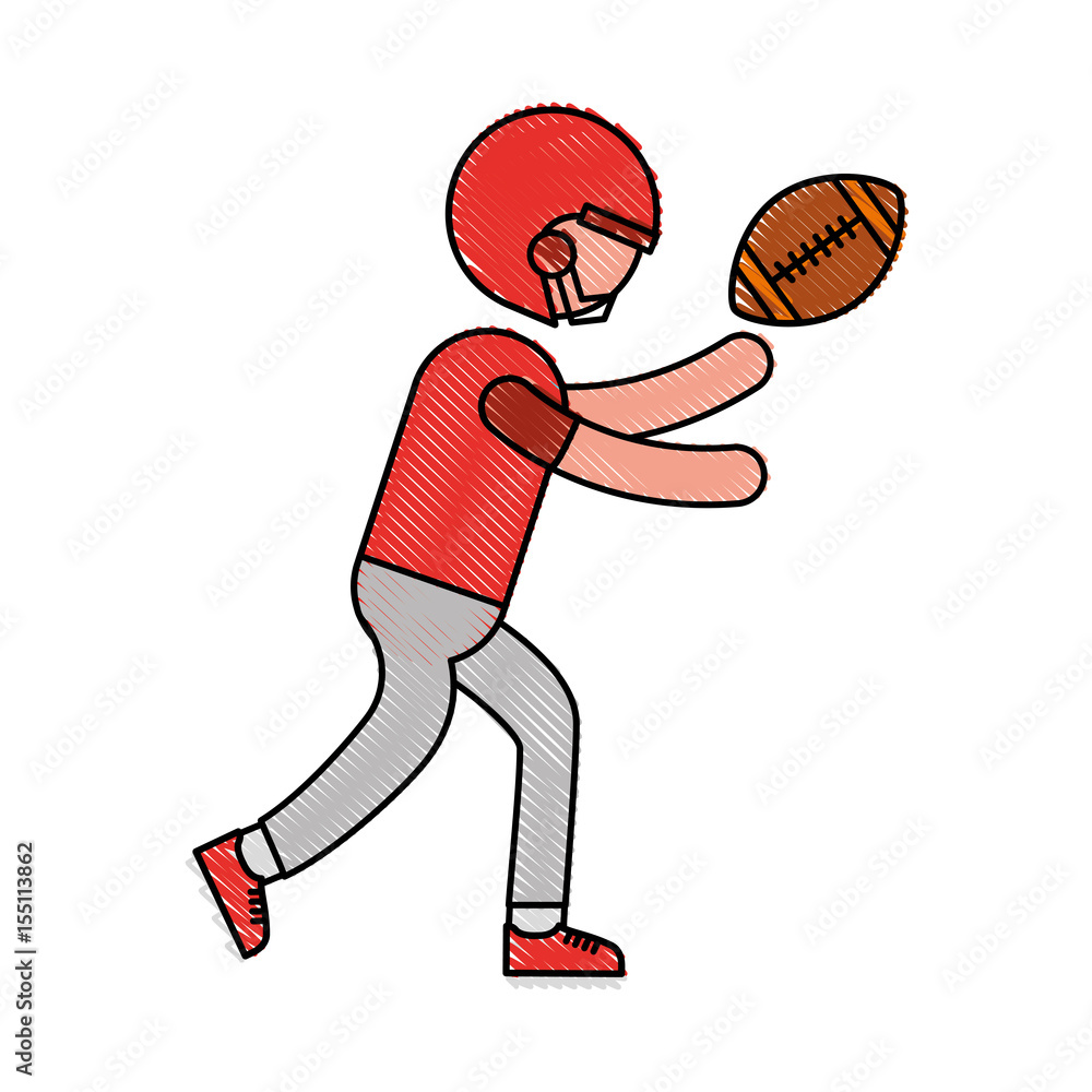ethlete practicing american football avatar vector illustration design