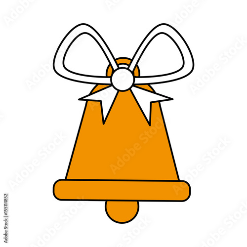 color silhouette image of christmas bell with decorative ribbon vector illustration
