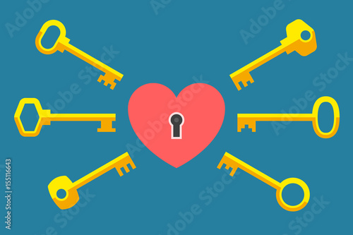 Heart-lock and keys nearby