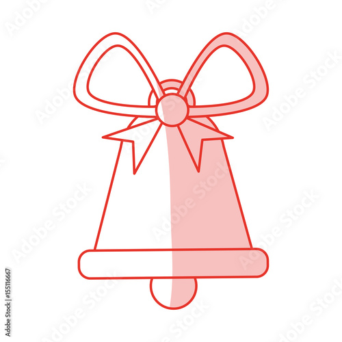 red shading silhouette of christmas bell with decorative ribbon vector illustration