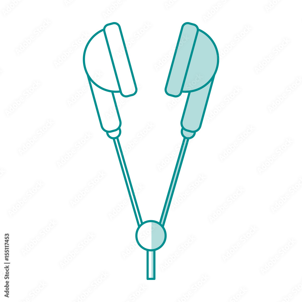 blue shading silhouette of stereo earphones vector illustration blue shading silhouette of stereo earphones vector illustration