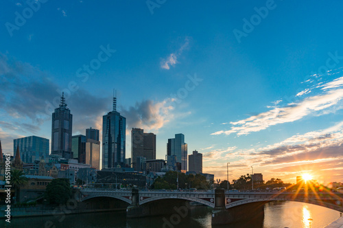 Picturesque Melbourne cityscape at sunrise