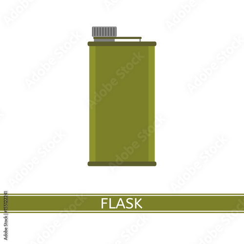 Camping water flask vector icon isolated on white background, flat style. Tourist bottle for hiking, fishing, hunting, outdoor activities.