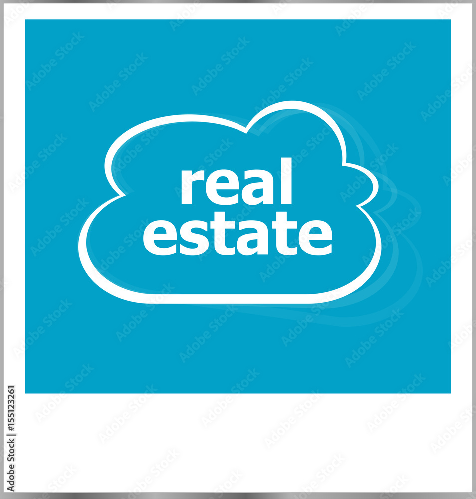 real estate word business concept, photo frame isolated on white real estate word business concept, photo frame isolated on white