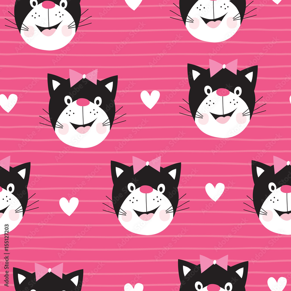 seamless pink cat pattern vector illustration seamless pink cat pattern vector illustration