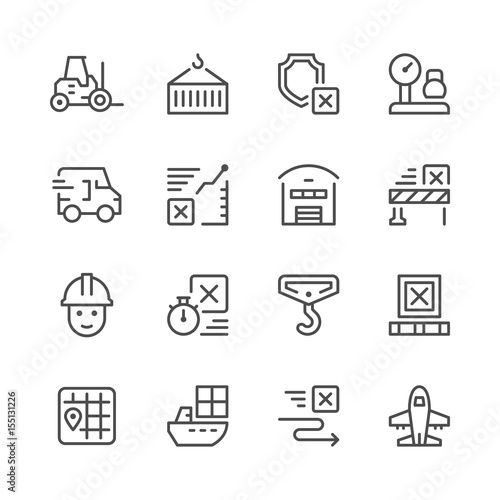 Set line icons of logistics