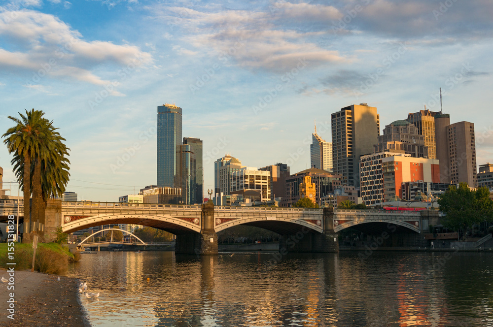 Princes Bridge over Yarra river landscape Princes Bridge over Yarra river landscape