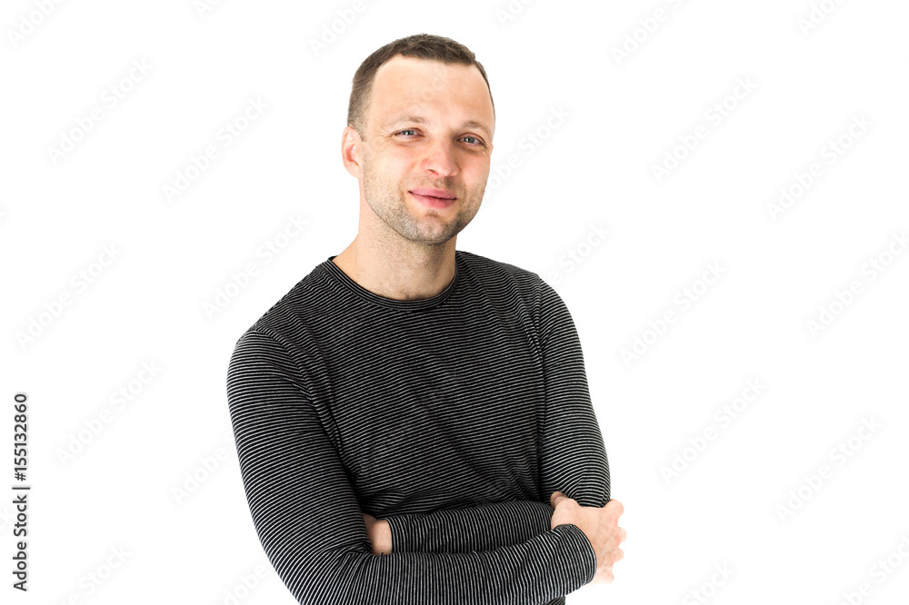 Smiling young adult European man, studio portrait Smiling young adult European man, studio portrait