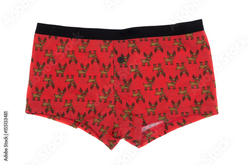 Red pants with deer pattern, isolate