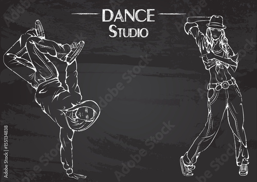 Dance line chalk streen dance
