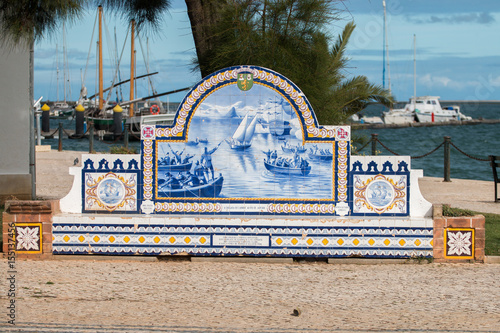 Beautiful decorated azulejo benches
