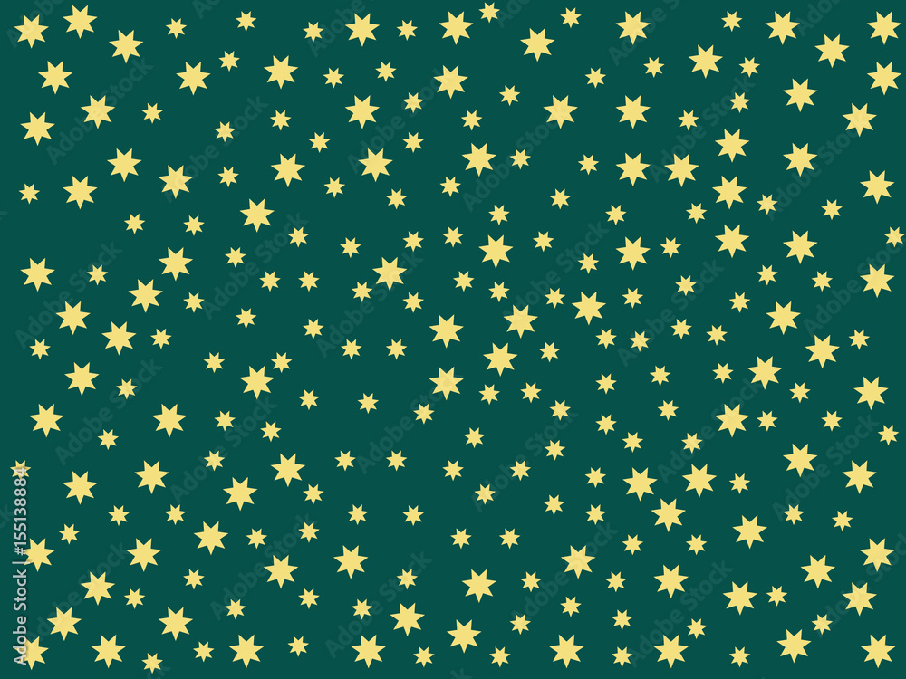 Cute yellow stars on dark green background Cute yellow stars on dark green background