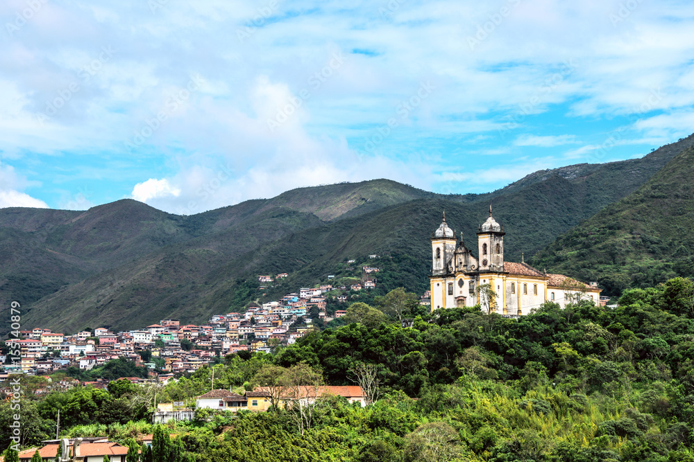 View of the unesco world heritage city of Ouro Preto in Minas Gerais, Brazil