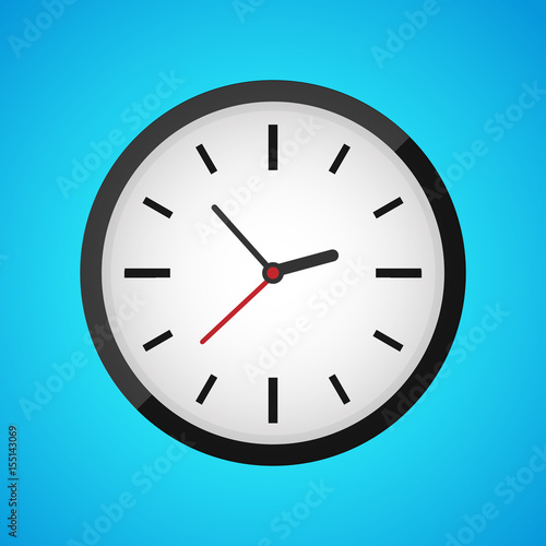 Clock on blue background. Vector illustration.
