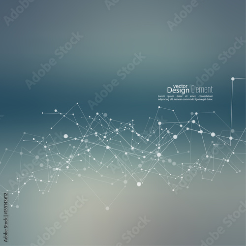 Virtual abstract background with particle, molecule structure. genetic and chemical compounds. Space and constellations. Science and connection concept. Social network. Blurry soft creative vector.