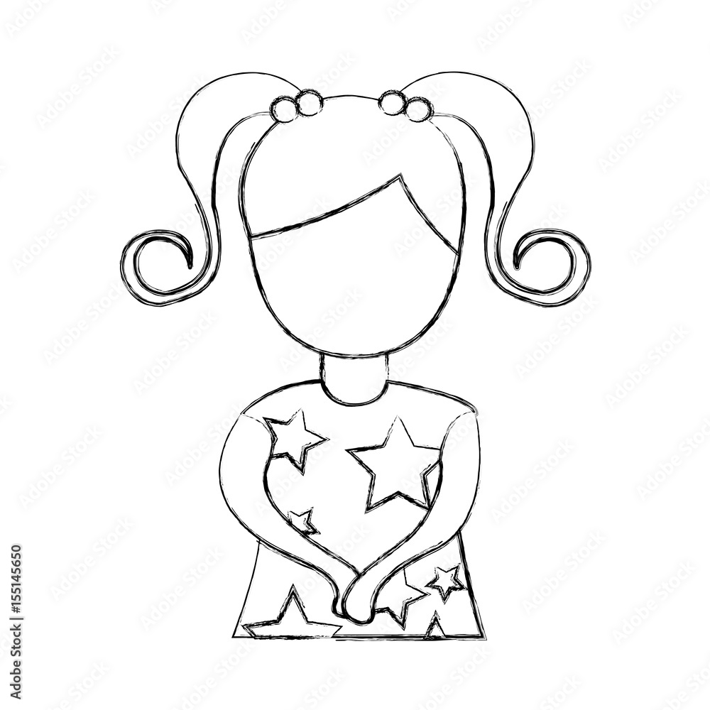 little girl avatar character vector illustration design