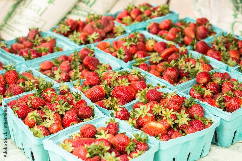 Baskets of Strawberries at Farmers Market Baskets of Strawberries at Farmers Market