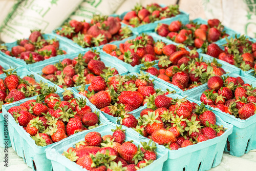 Baskets of Strawberries at Farmers Market