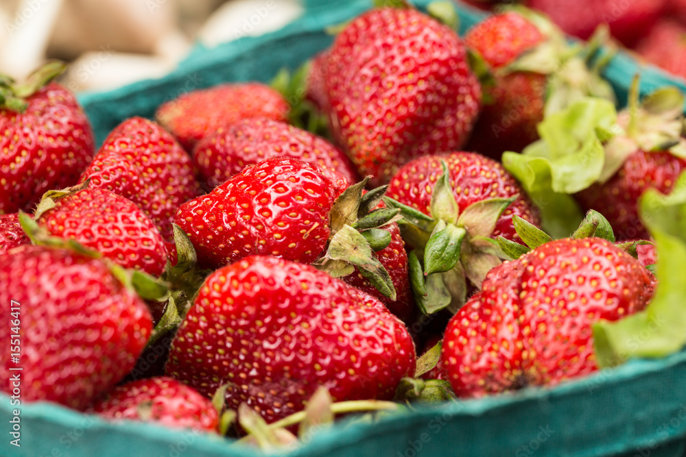 Close Up Macro Strawberries In Basket Close Up Macro Strawberries In Basket
