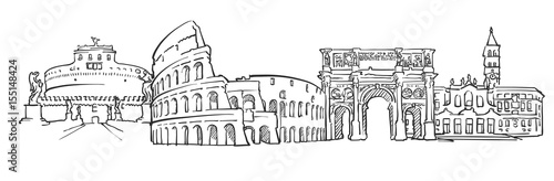 Rome Italy Panorama Sketch