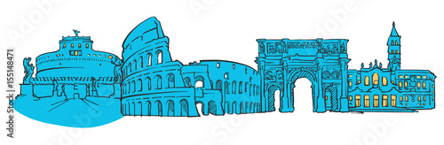 Rome Italy Colored Panorama