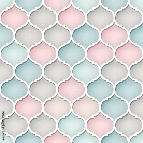 Abstract seamless pattern in Arabic style. Muted colors. photo