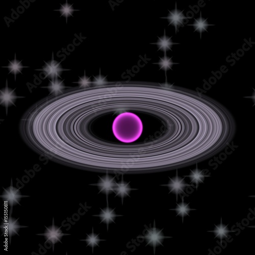 Fototapeta Naklejka Na Ścianę i Meble -  Shinning planet in far uniferse. Abstract planet with colorful ring somewhere