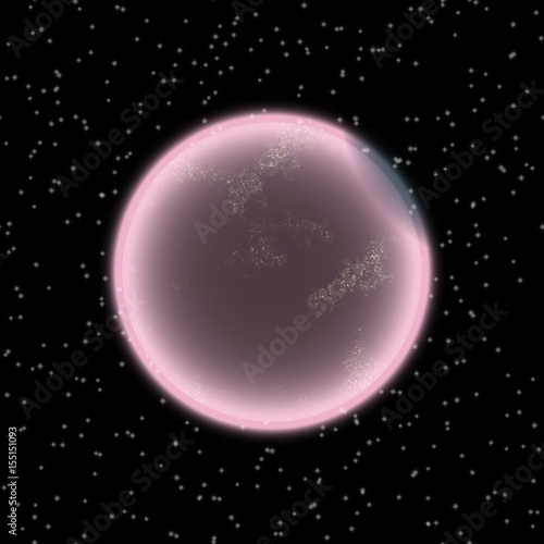 Fototapeta Naklejka Na Ścianę i Meble -  Lost planet in the far corner of universe. A planet with shinning atmosphere hidden  somewhere