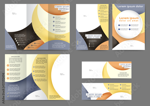 Set of color abstract brochure template with abstract lines and waves