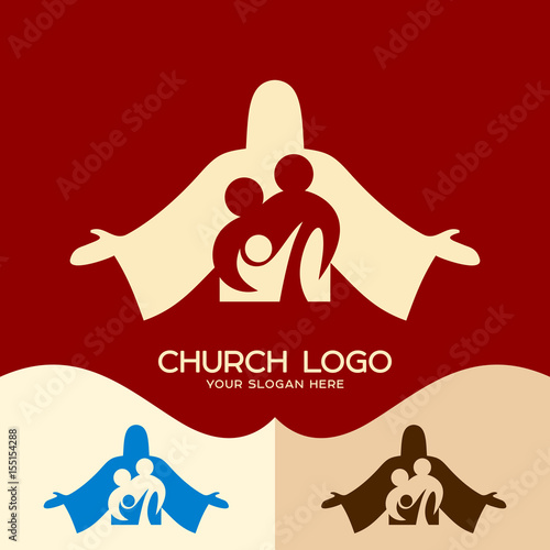 Church logo. Cristian symbols. Family in Christ Jesus