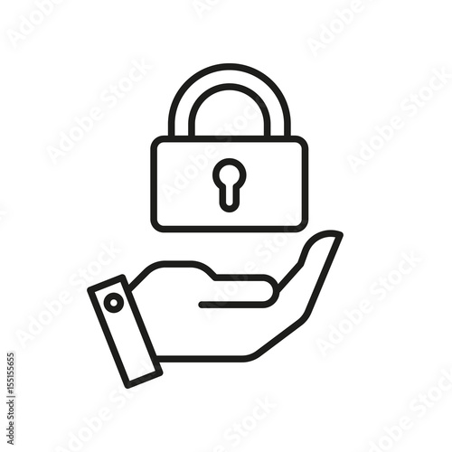 lock hand on white background