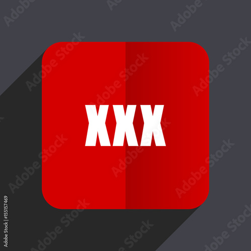 XXX flat design web vector red icon