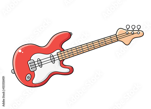 Red electric guitar isolated.
