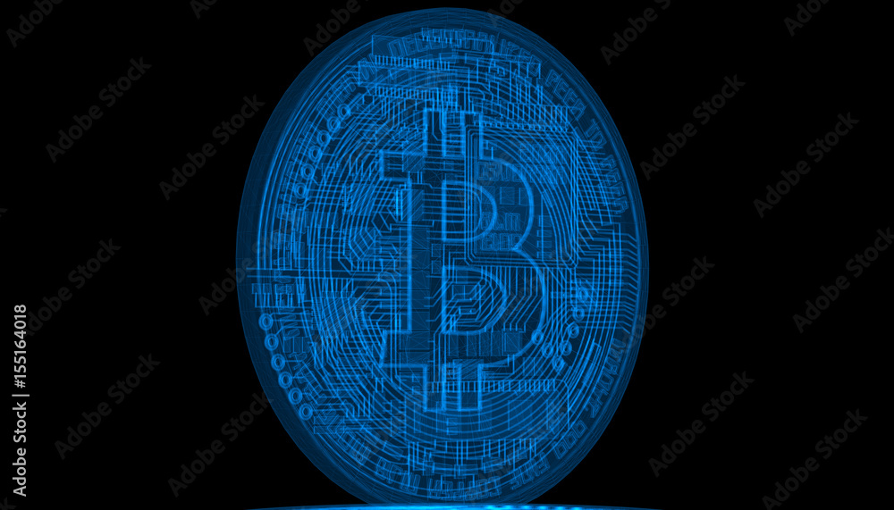 Digital Bitcoins, new virtual money on background, 3D render Digital Bitcoins, new virtual money on background, 3D render