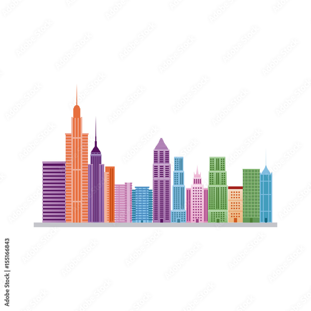 city panoramic skyline view. urban architectural buildings. vector illustration