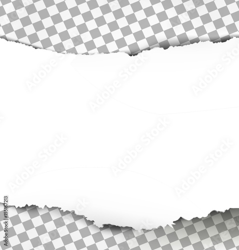 Torn paper with ripped edges on transparent background. Vector illustration