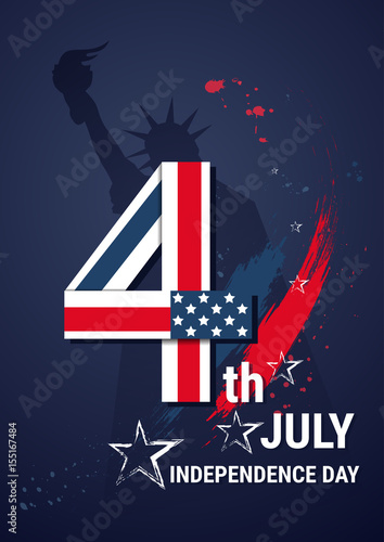 United States Flag Independence Day Holiday 4 July Banner Flat Vector Illustration