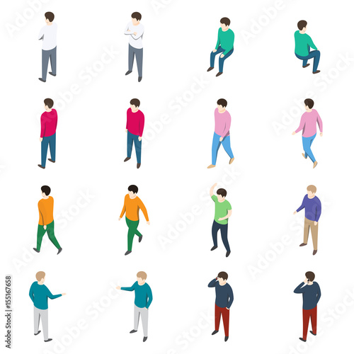 Man In Different Poses On White Background