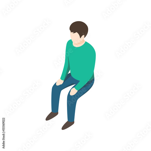 Sitting Man On White Background