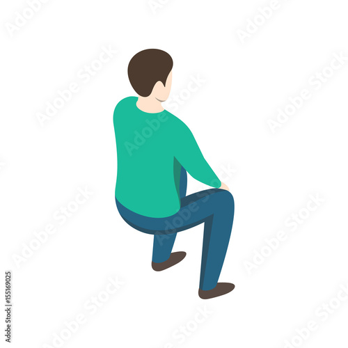 Sitting Man On White Background