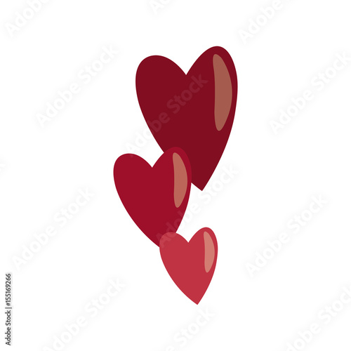 red hearts falling emotion romantic symbol vector illustration