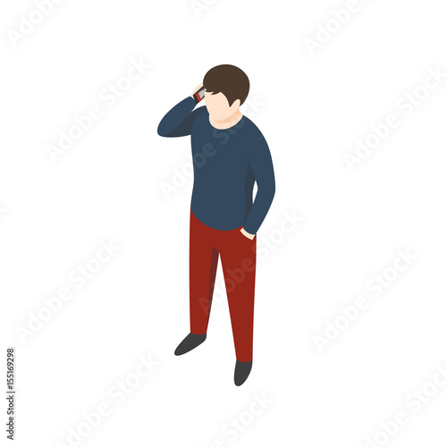 Isometric Businessman On White Background