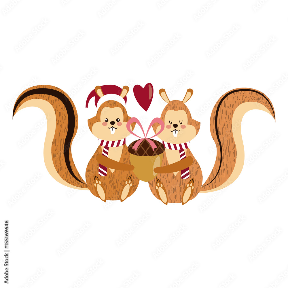 cute squirrel with acorn christmas hat cartoon vector illustration cute squirrel with acorn christmas hat cartoon vector illustration